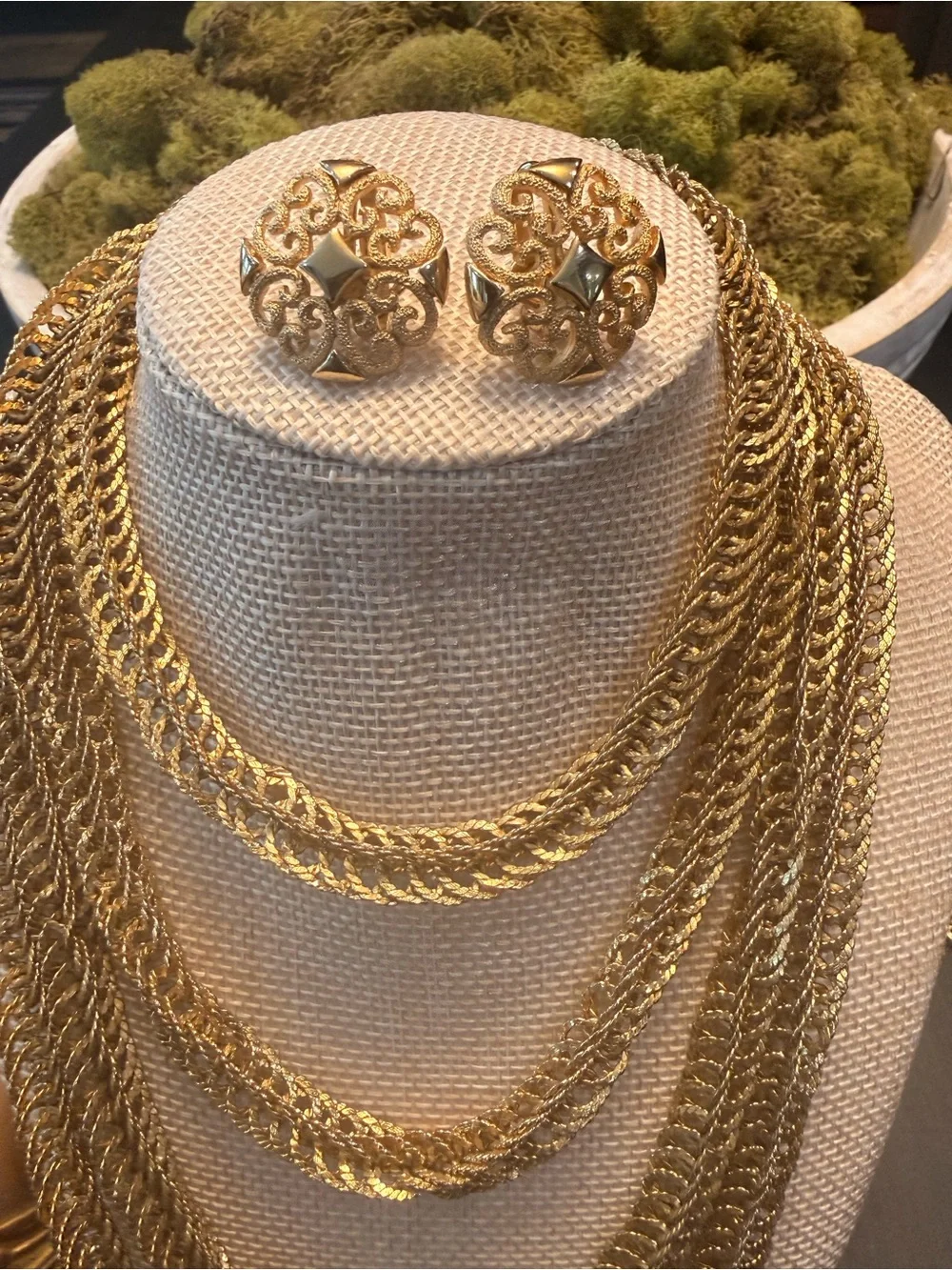 Vintage-Antique Guatemalan Wedding Rope Necklace and Avon Filigree Earrings - Picture 5 of 9